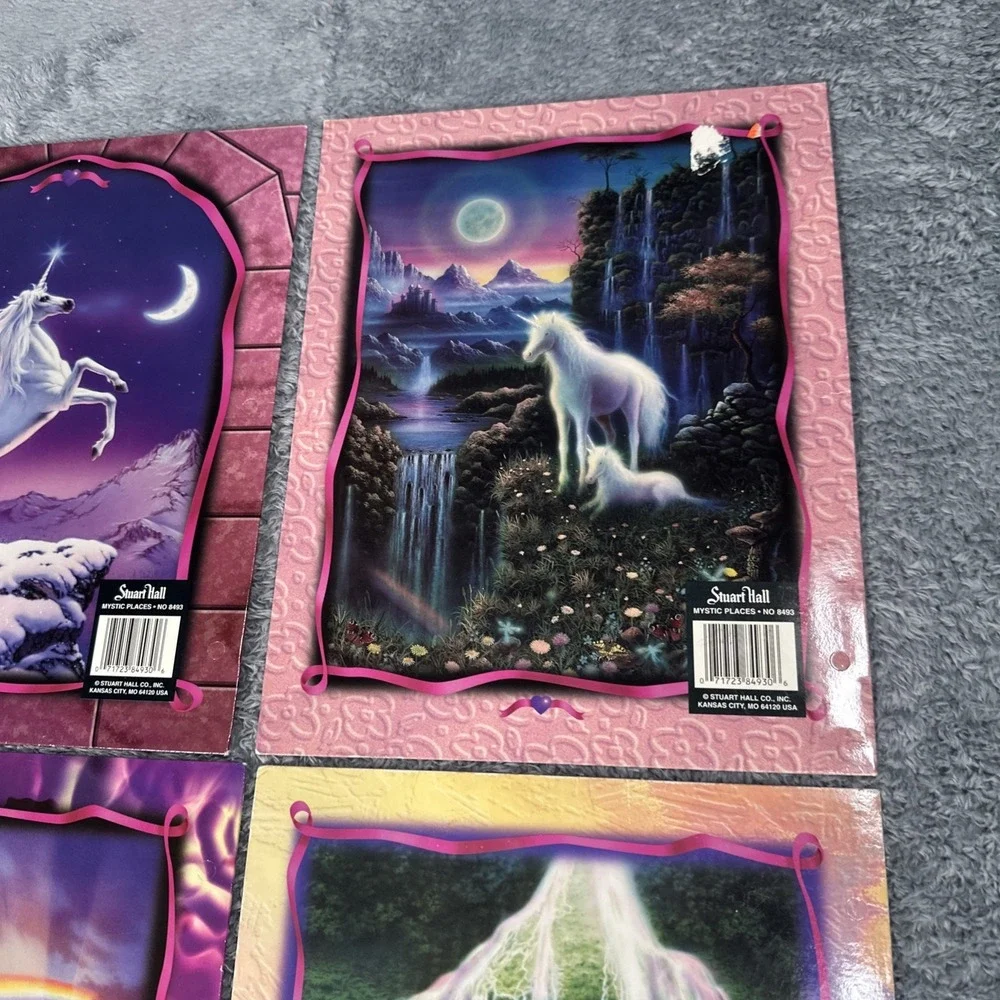 Lot Of 4 Vintage Y2K Unicorn Princess Folders Stuart Hall Swing Castle Unicorn